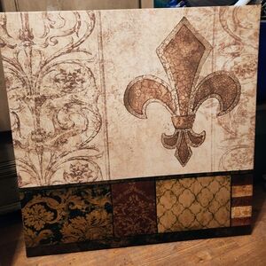 Elegant Fleur-de-Lis Wall Art in Brown and Cream